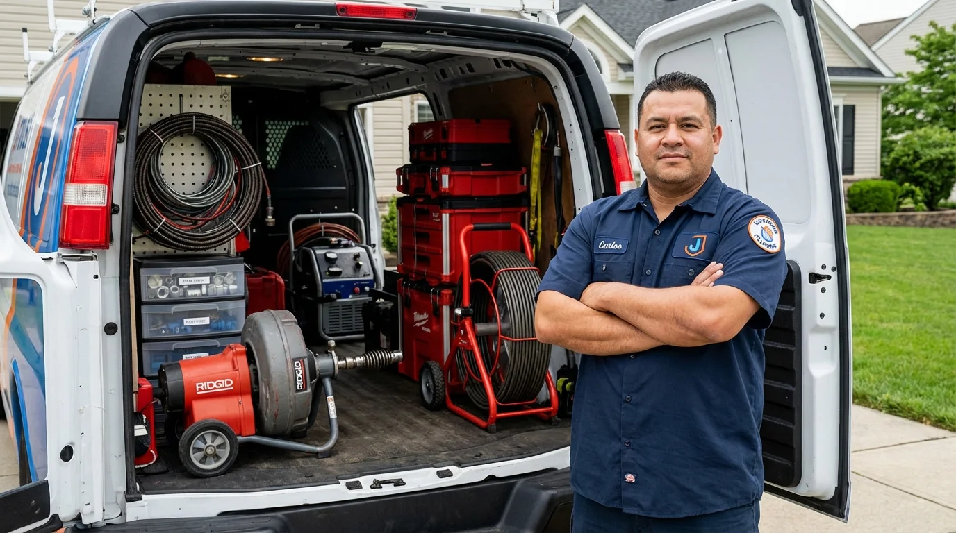 Professional drain cleaning equipment and Johns Plumbing LLC plumber in Raceland