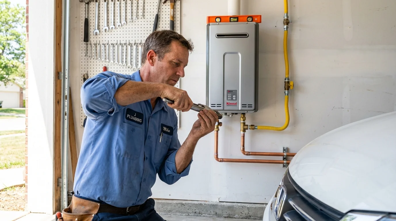 Tankless water heater installation by a Johns Plumbing LLC plumber in Raceland